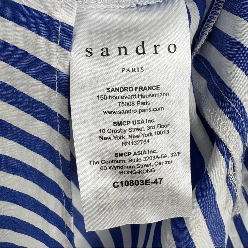 Sandro Paris Women’s Striped Classy Buttoned Shirt in Blue and White Sz Medium. - Picture 10 of 13